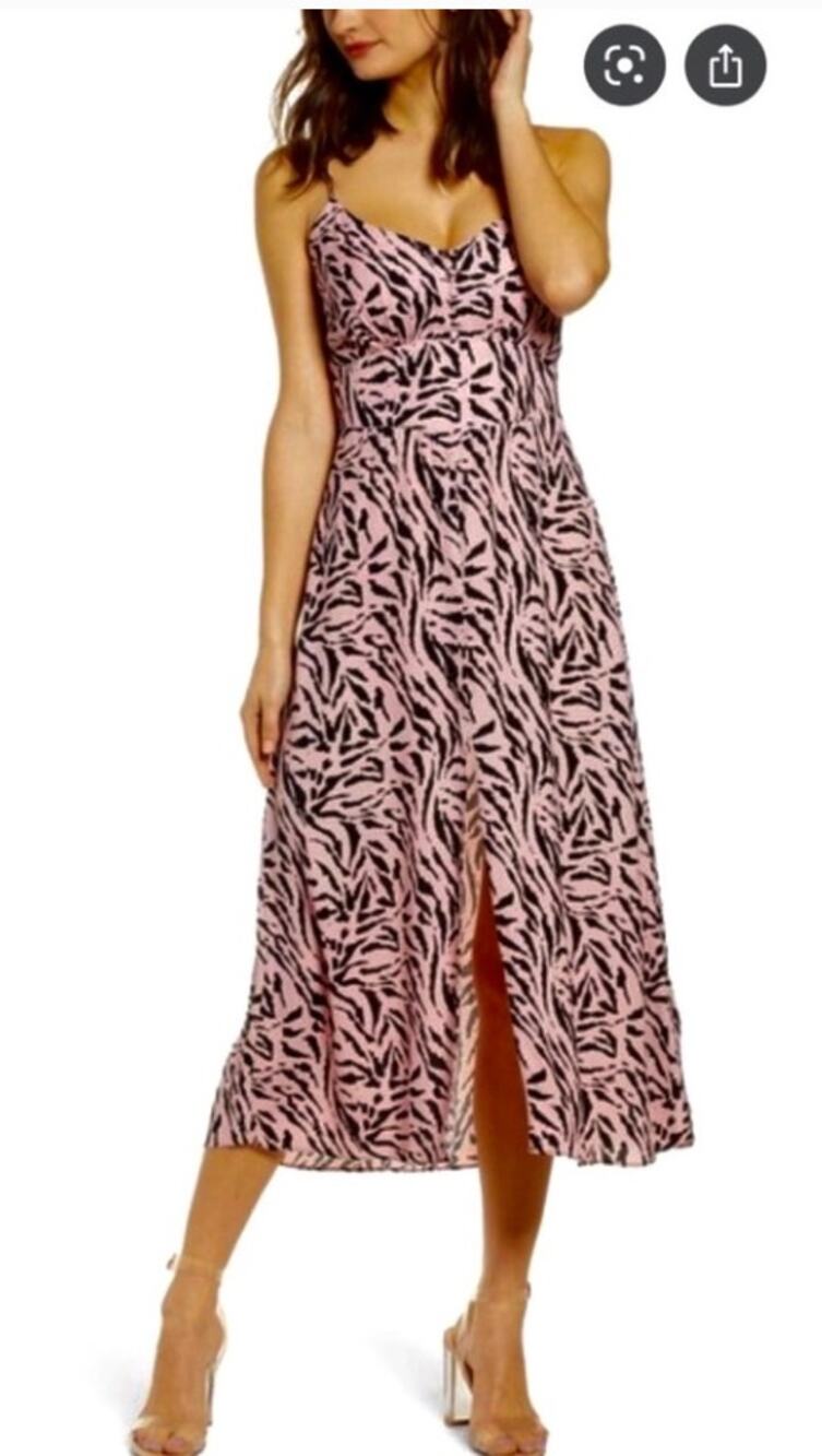 AFRM Pink‎ Zebra Print Midi Dress XS